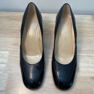 Cole Haan Womens Black Leather Patent Mixed Media Pumps Heels Size 6.5 B
